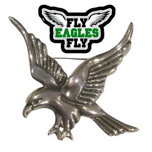 Sterling Silver Eagle Brooch Pin, Hecho en Mexico. Handmade Unworn, EUC.